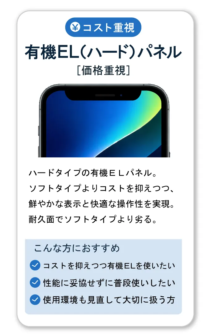 iPhone画面修理 有機ELハードパネル|価格を抑えつつ有機ELの美しさを保つコスパ重視の修理